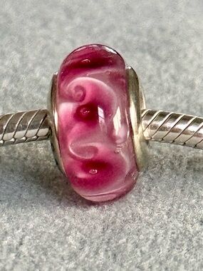 Pink Swirl Murano Charm fit Pandora bracelets